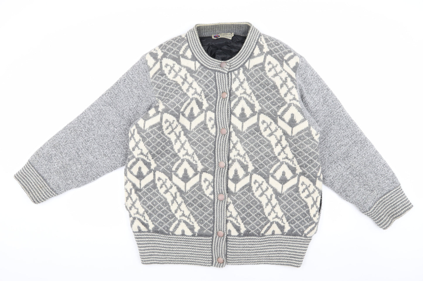 Fragrance Collection Men's Grey Geometric Wool Jacket M