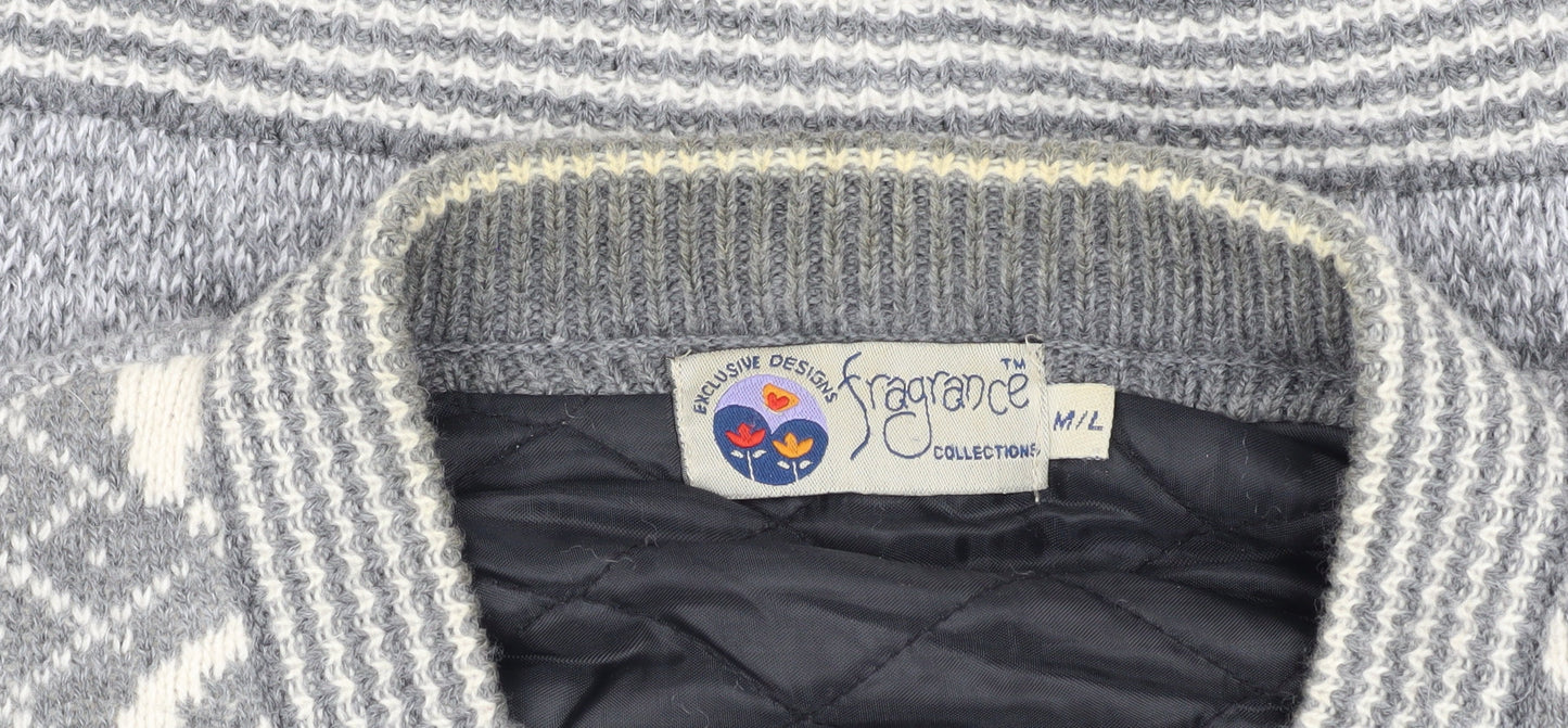 Fragrance Collection Men's Grey Geometric Wool Jacket M