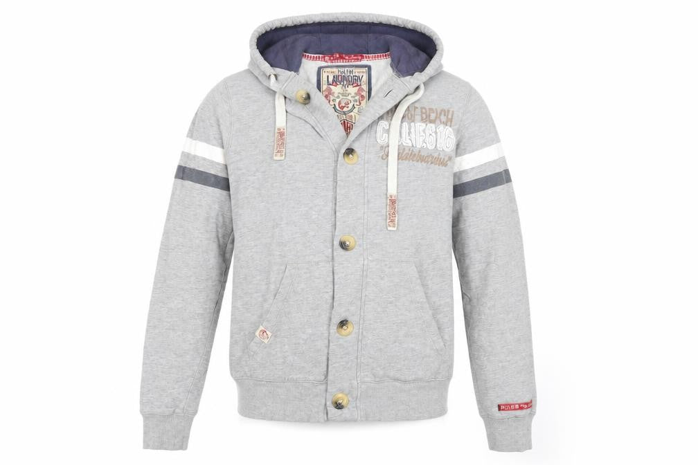 Tokyo Laundry Grey Hooded Jacket, M - Men's Cotton Casual