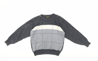Wolsey Womens Grey Striped Wool Pullover Jumper, Size 12