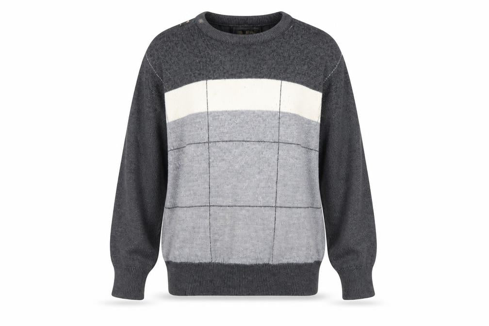 Wolsey Grey Striped Wool Pullover Jumper, Size 12