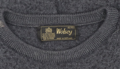 Wolsey Womens Grey Striped Wool Pullover Jumper, Size 12