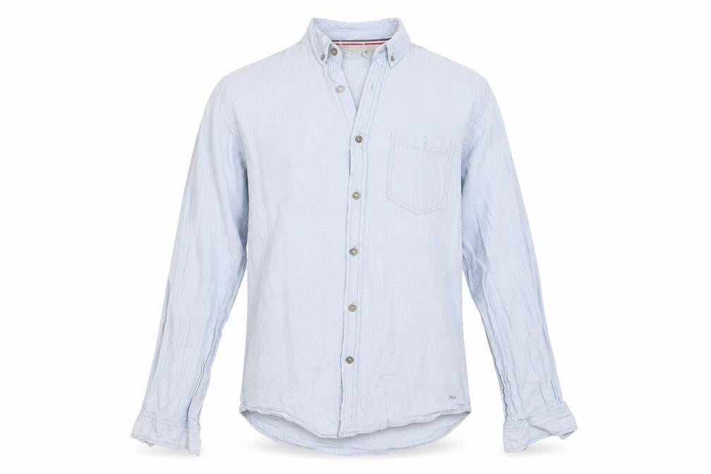 iSolid Men's Blue Long Sleeve Button-Up Shirt - L