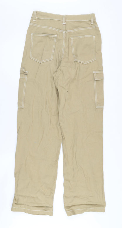 H&M Women Beige Cargo Trousers Size 6, Casual Style