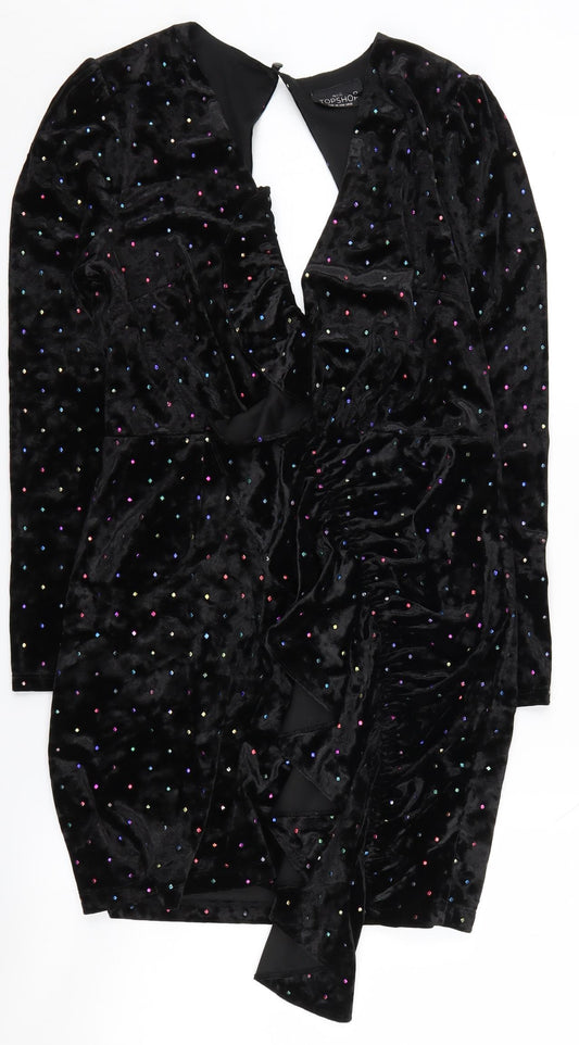Topshop Petite Black Bodycon Dress, Size 10, Party Ready