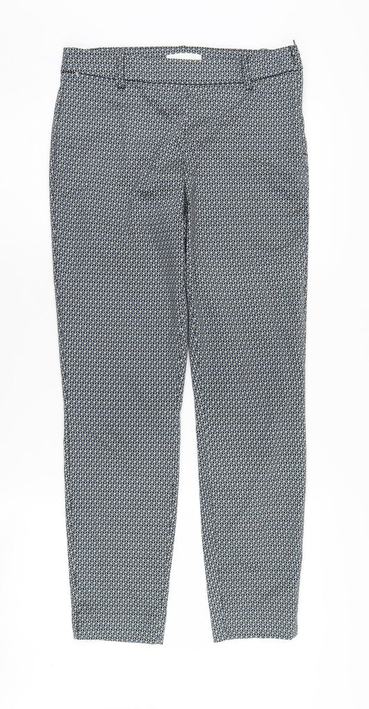 H&M Women's Geometric Blue Cropped Trousers Size 10