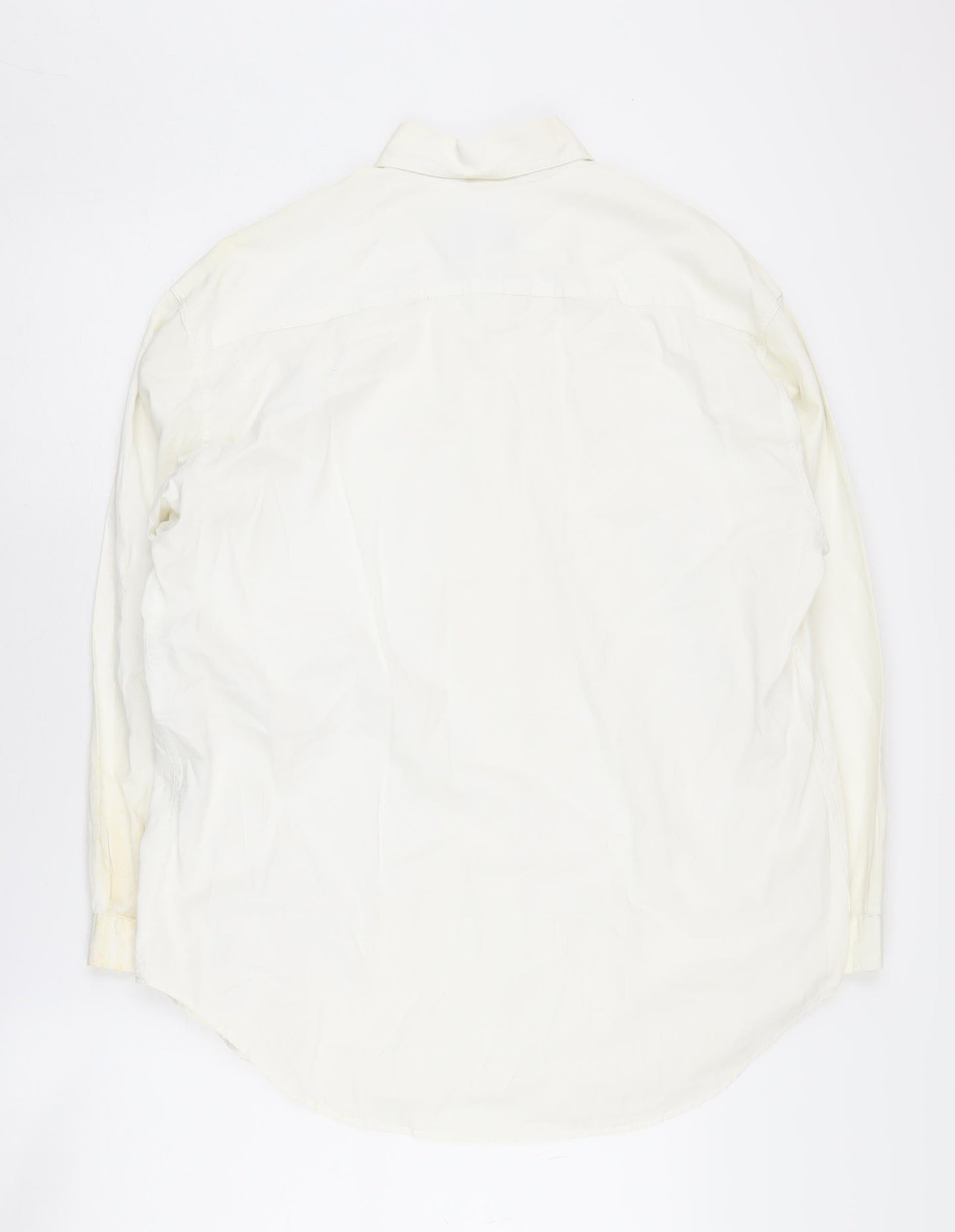 Armani Jeans Men's Ivory Button-Up Shirt Small