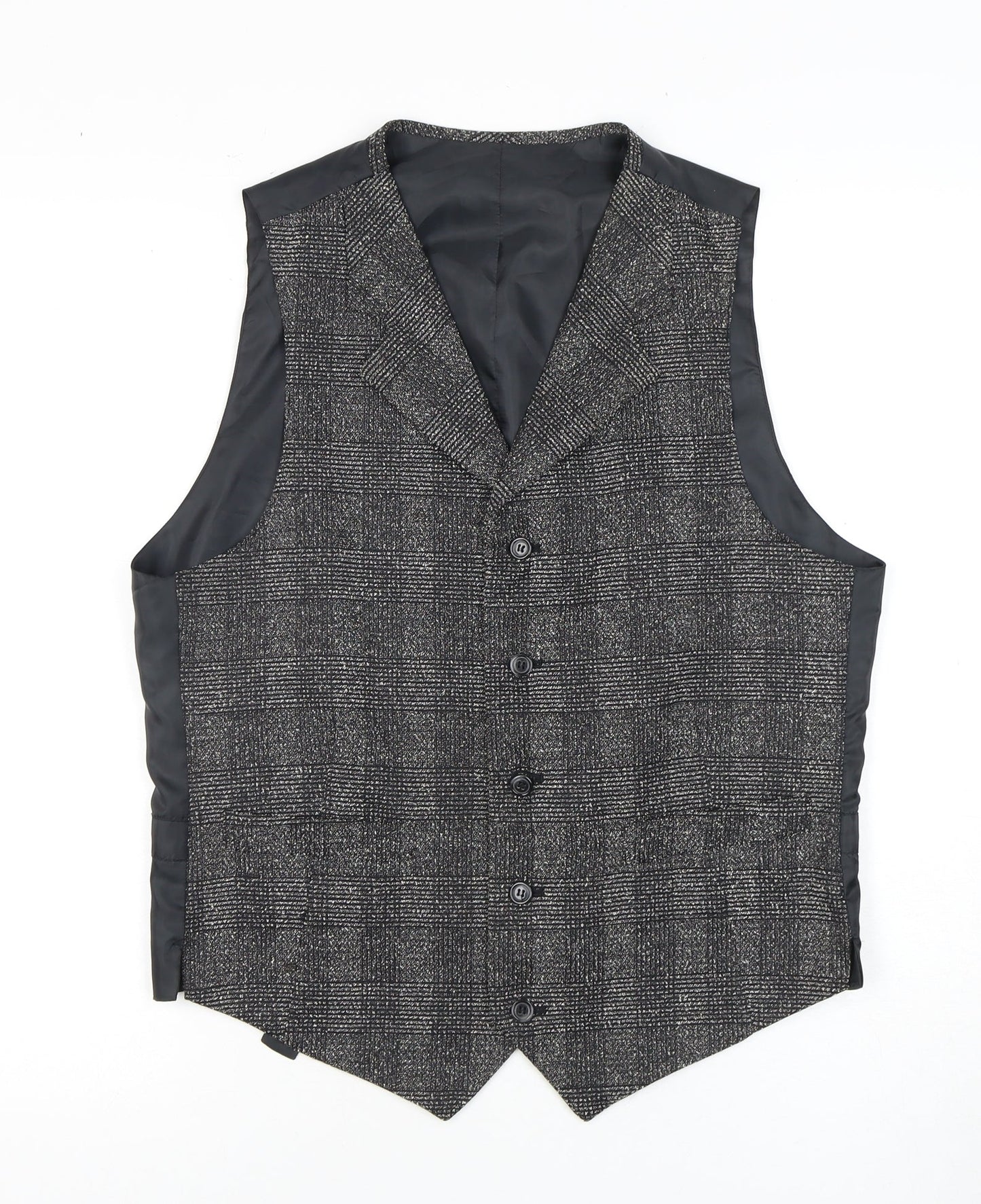 C&A Men's Grey Check Waistcoat, Size 40R