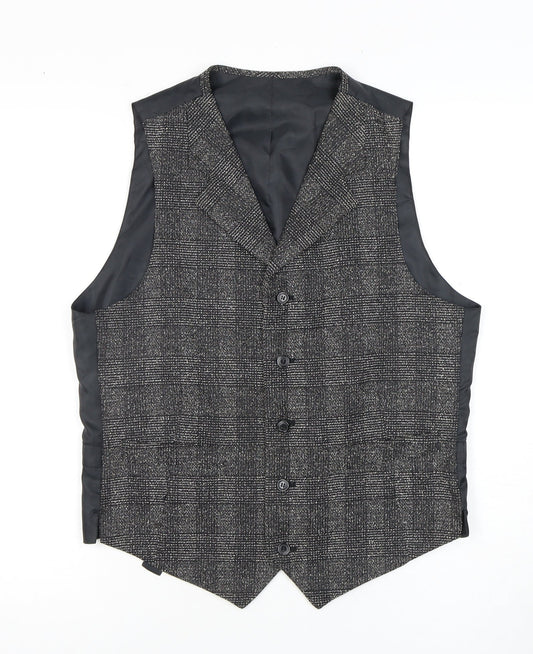 C&A Men's Grey Check Waistcoat, Size 40R