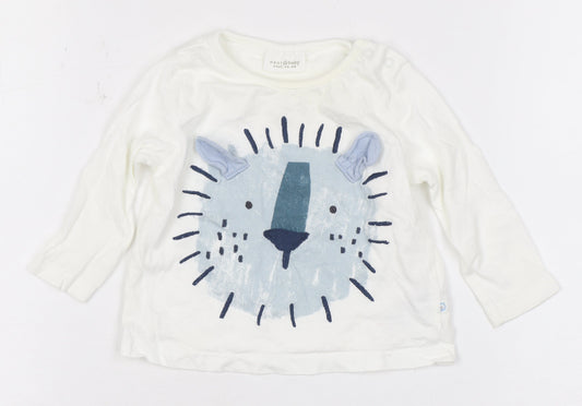 Next Unisex Baby White Animal Print Long Sleeve T-Shirt 3-6M