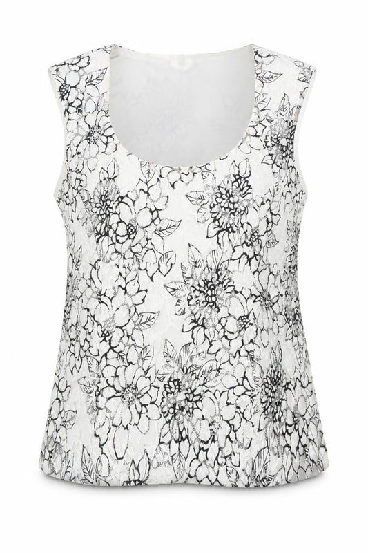 Principles Women's Black White Floral Camisole Blouse Size 14