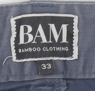 Preloved BAM Men's Grey Jeans Size 33 Button Closure - Detail