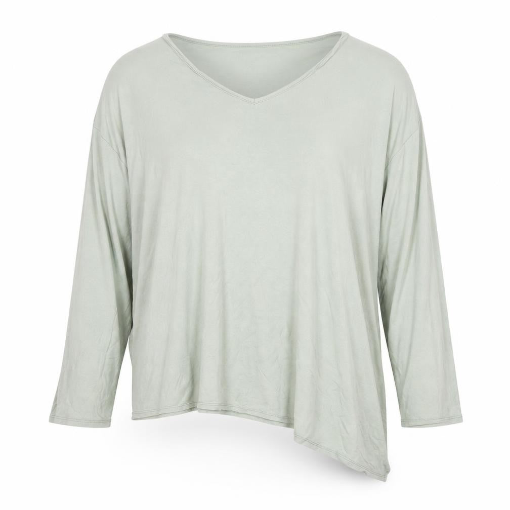 MAINE Women's Green V-Neck Top, Size 22, Asymmetrical