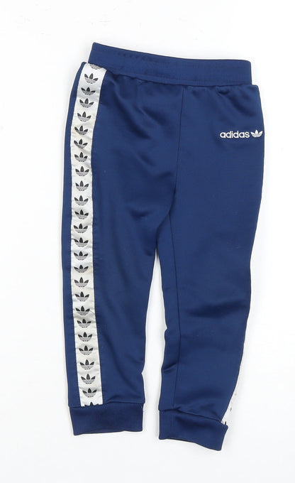 Additional front view of Adidas boys’ blue track pants 3 years regular fit