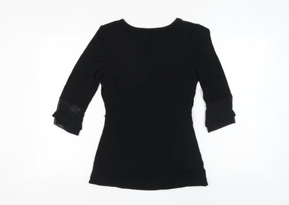 Coast Women's Black V-Neck Ruffle Top Size 10