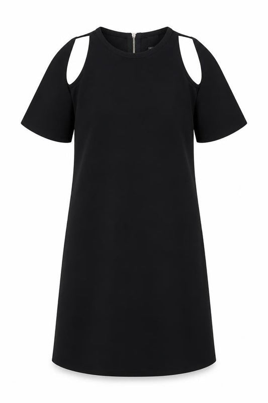 Izabel London Black Cold Shoulder Dress, Size 12, Short Sleeve