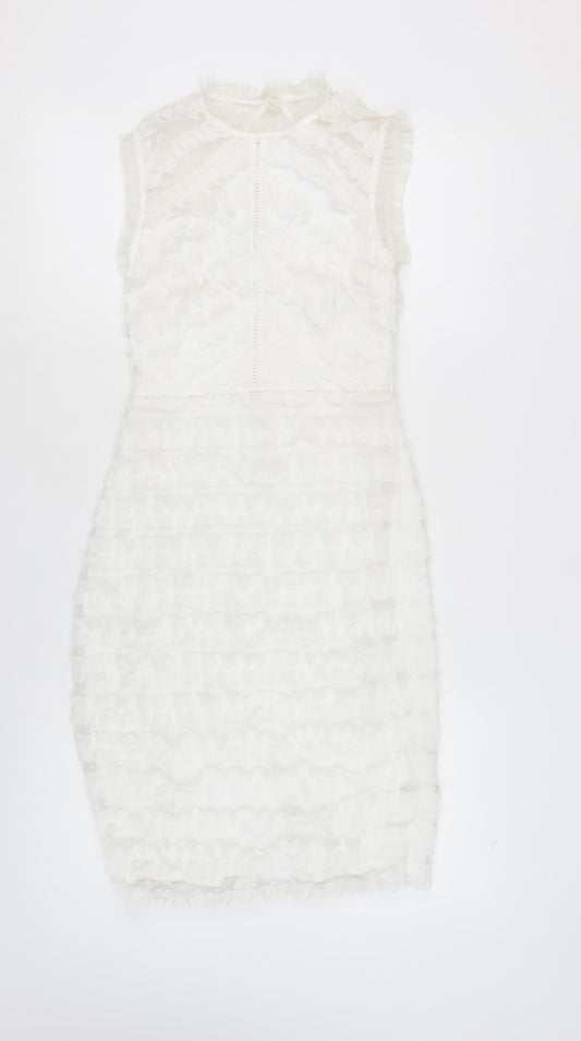 Lipsy Women's White Sheath Dress Size 8 Party Elegant