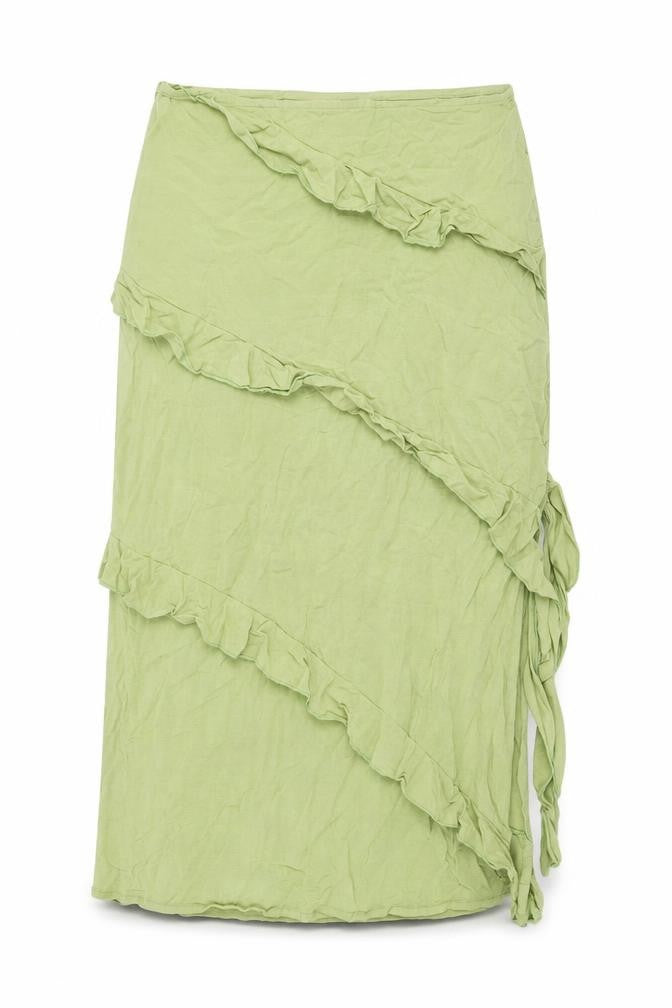 Motel Women's Green Wrap Midi Skirt - Size S