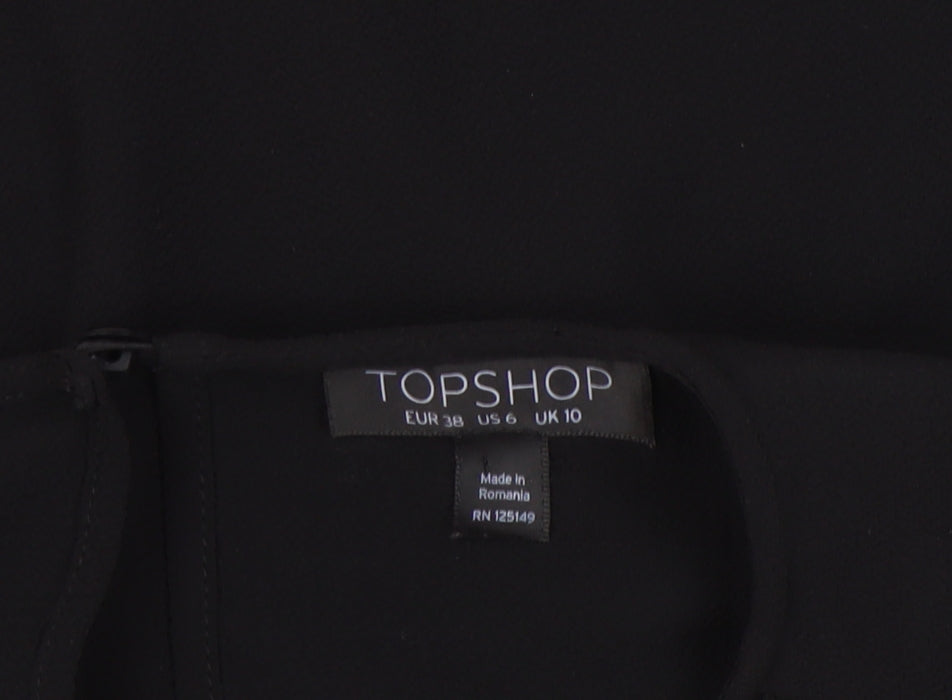 Topshop Women's Black Cold Shoulder Blouse, Size 10