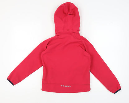 Back view of Trespass girls’ red soft shell jacket 9-10 years