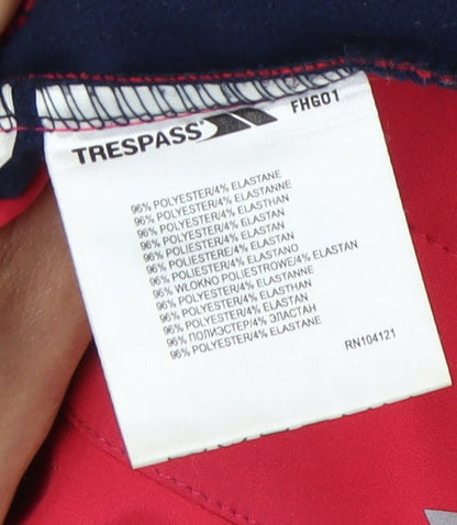 Brand and care label for Trespass girls’ red soft shell jacket 9-10 years