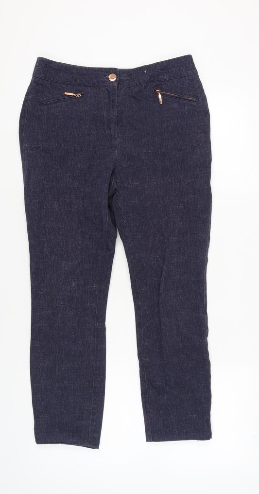 Marks and Spencer Women's Blue Regular Trousers, Size 12