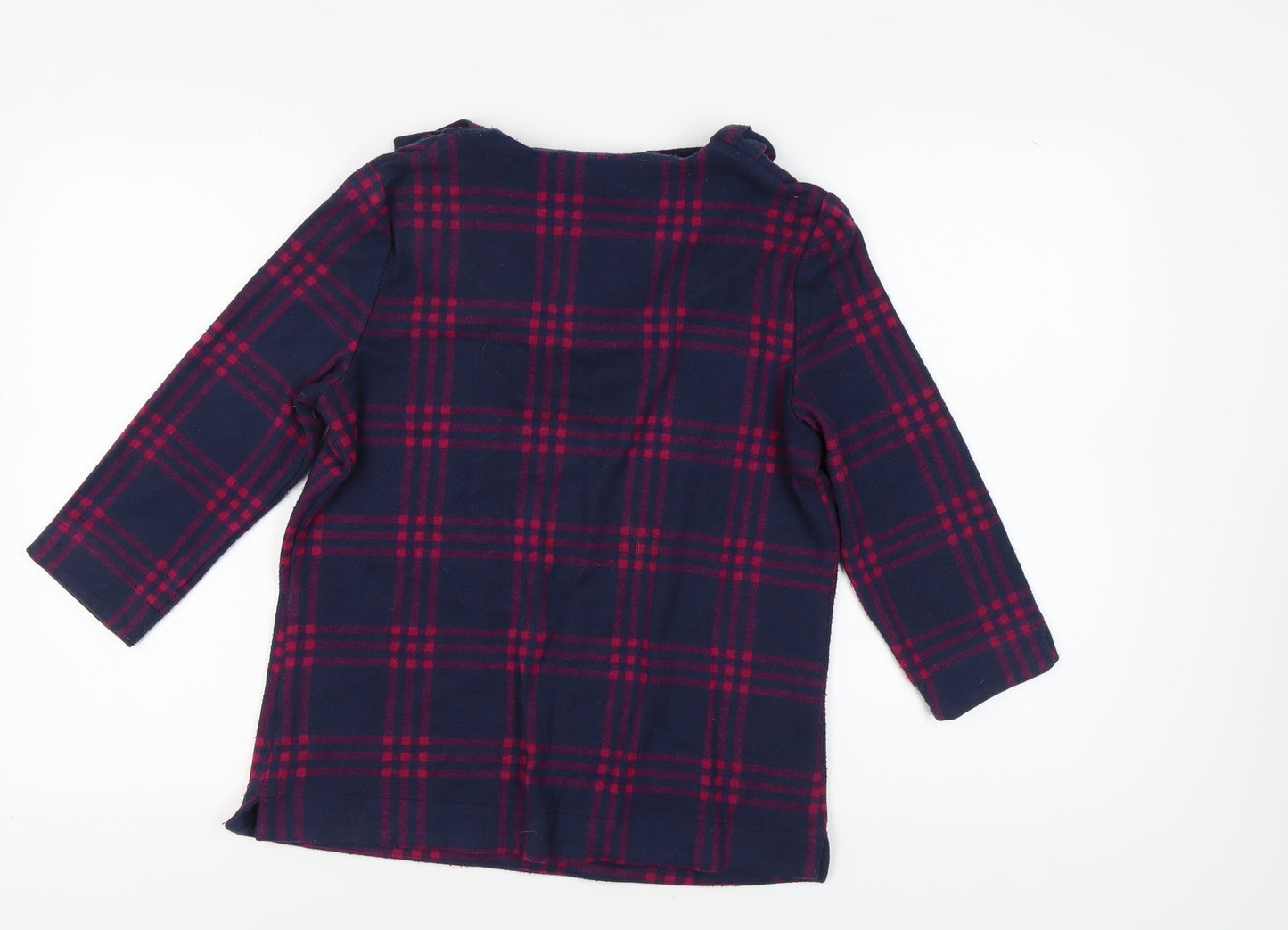 Country Casuals Women's Blue Plaid 3/4 Sleeve Cowl Neck Top