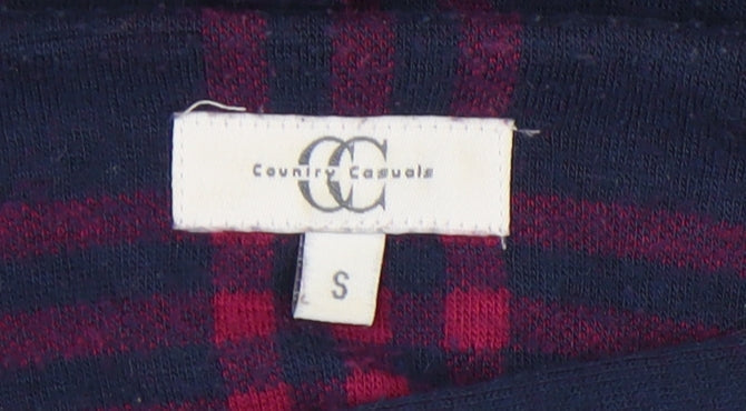 Country Casuals Women's Blue Plaid 3/4 Sleeve Cowl Neck Top