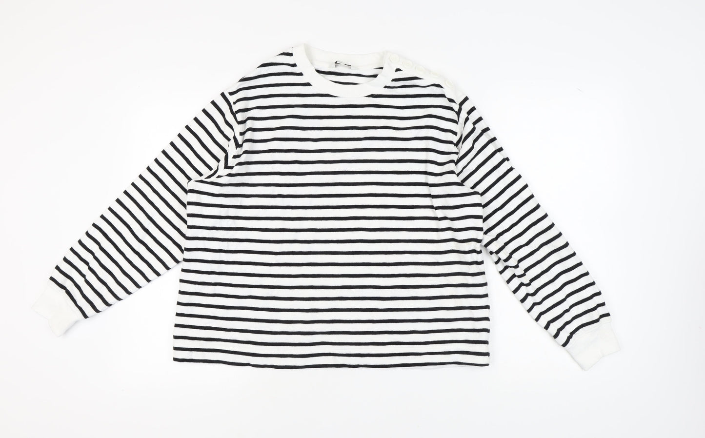 Marks and Spencer Women's White Striped Pullover Jumper, L