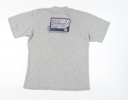 Back view of Adidas Men's Grey Graphic T-Shirt