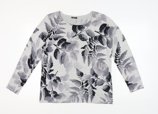 Roman Women's Grey Floral Pullover Jumper Size 18