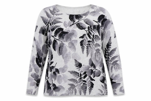 Front view of Roman Women's Grey Floral jumper, size 18