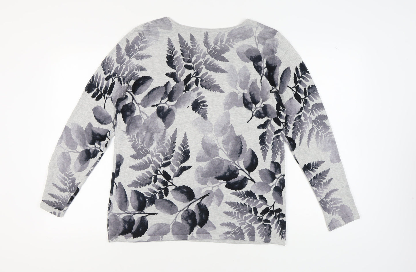 Roman Women's Grey Floral Pullover Jumper Size 18