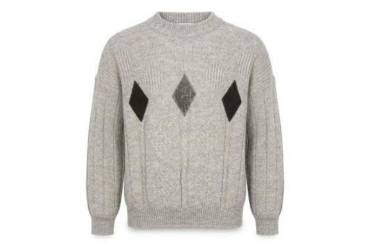 St Michael Men's Beige Diamond Pullover Jumper, M