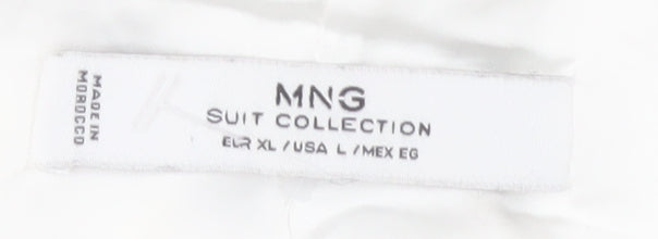 MNG Women's White Blazer with Zipped Pockets Size 12