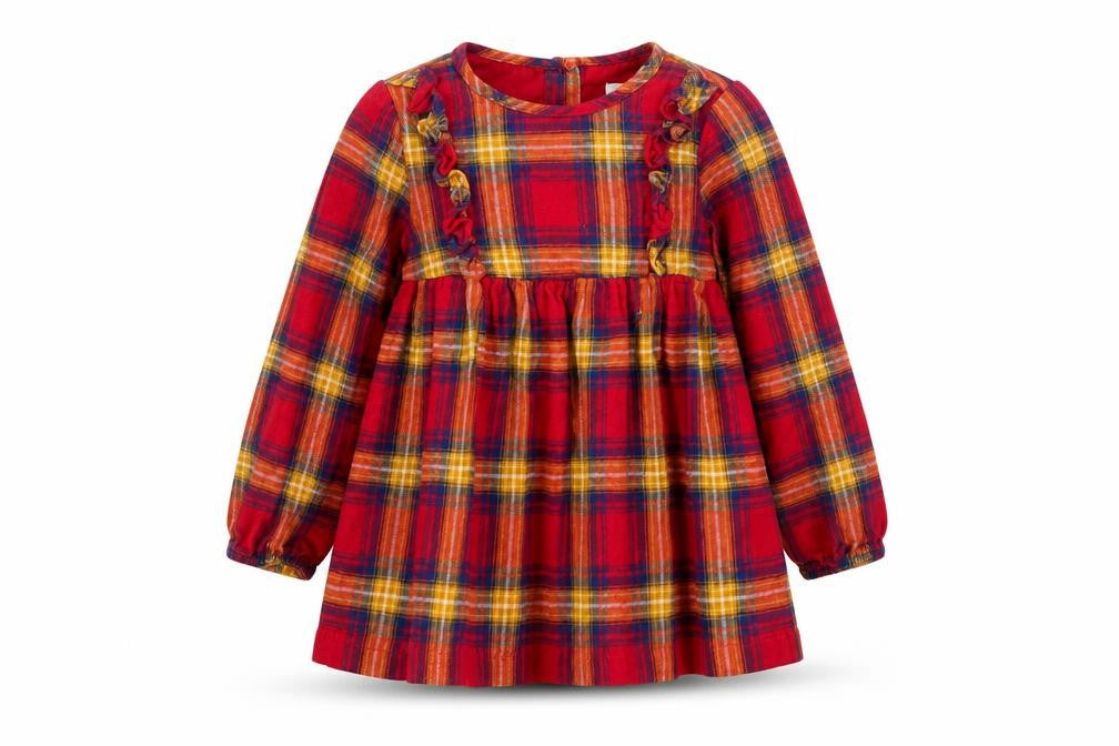 Tahari Girls Red Plaid A-Line Dress, 2-3 Years