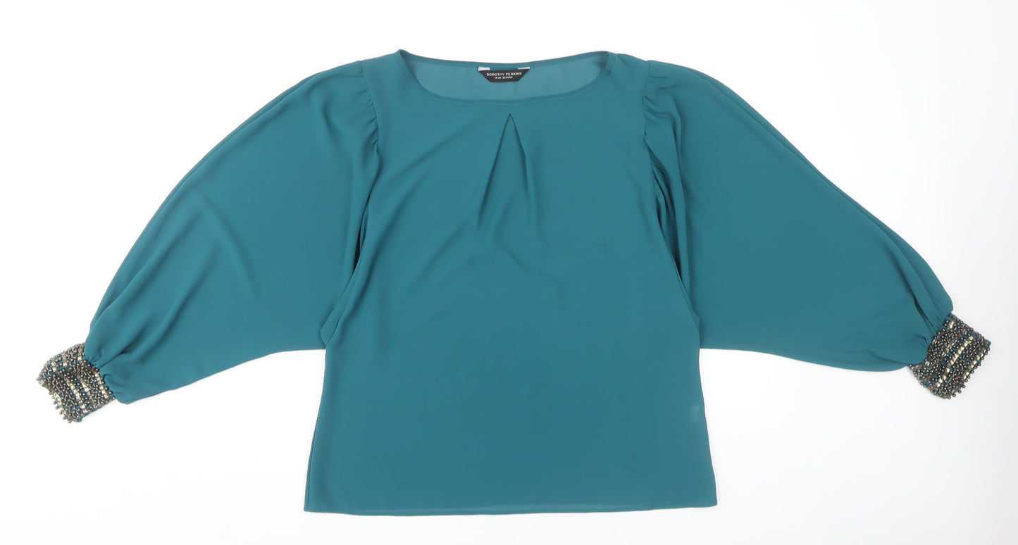 Dorothy Perkins Womens Green Beaded Blouse Size 14