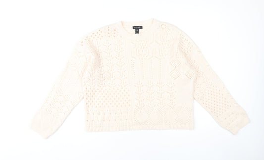 New Look Women's Beige M Open-Knit Pullover Jumper