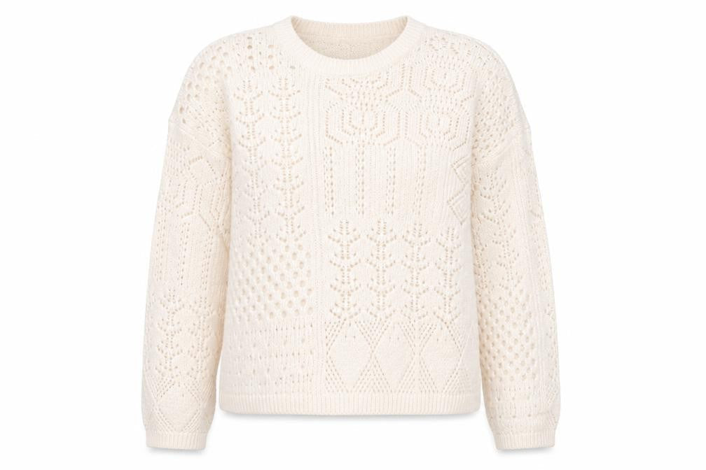 New Look Women's Beige M Open-Knit Pullover Jumper