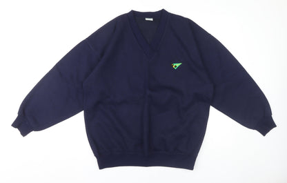 Whytes Men's Blue V-Neck Logo Sweatshirt M