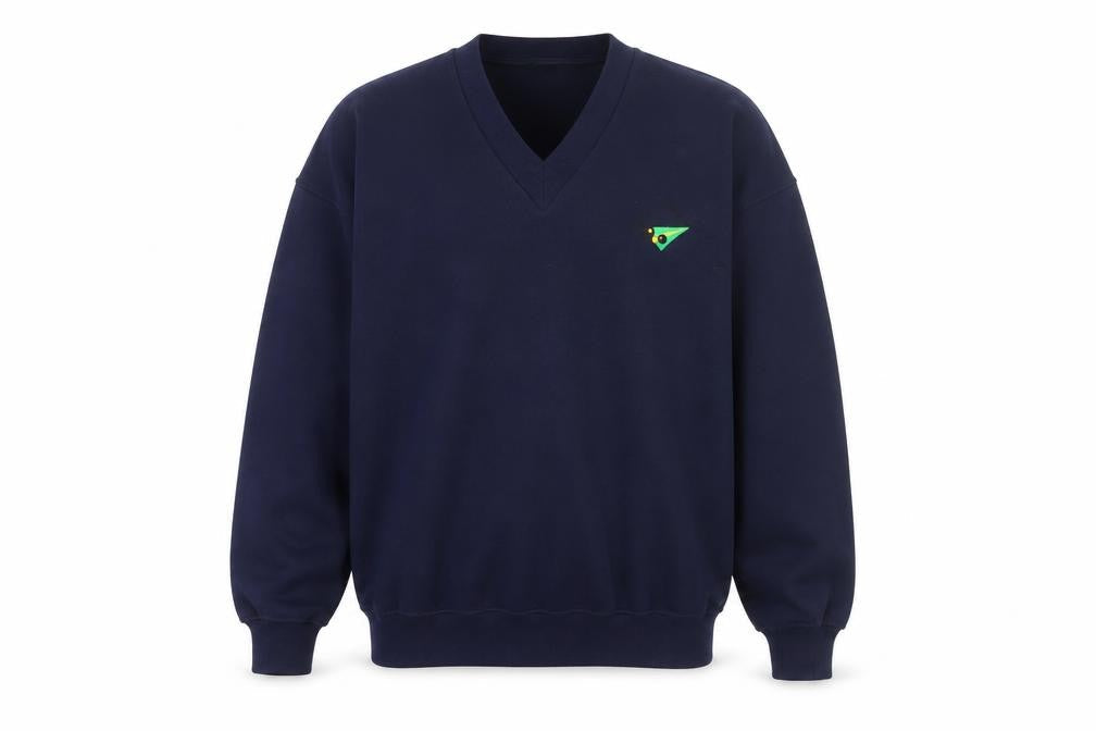 Whytes Men's Blue V-Neck Logo Sweatshirt M