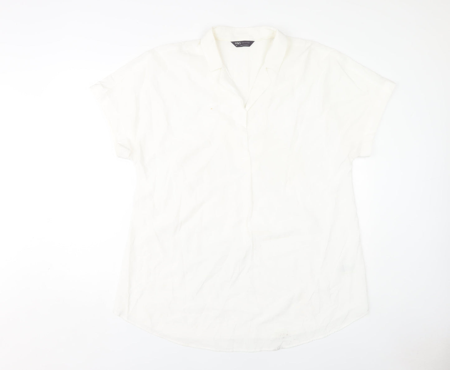 Marks and Spencer Women's Ivory Button-Up Shirt, Size 16