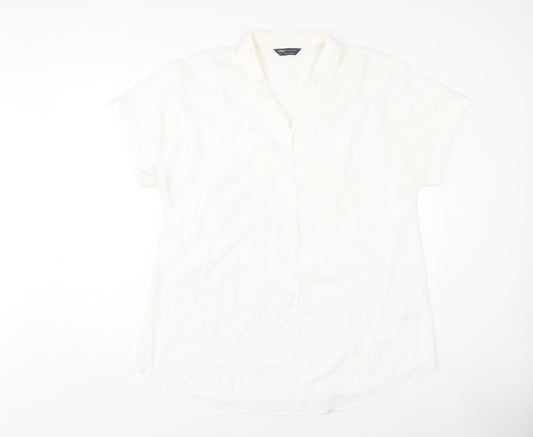 Marks and Spencer Women's Ivory Button-Up Shirt, Size 16