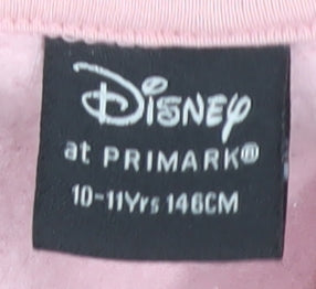 Close-up detail of Disney Primark girls’ pink stitch sweatshirt 11 years pullover