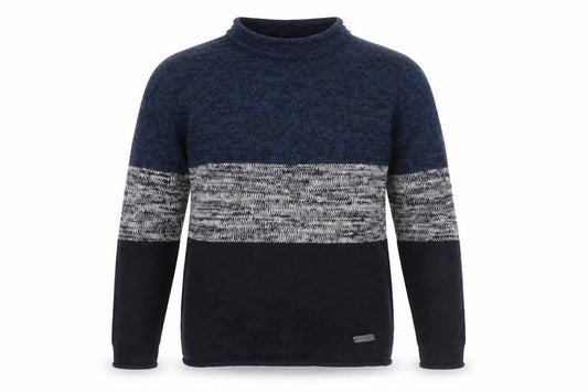 Brave Soul Men's Blue Striped Mock Neck Pullover Jumper M