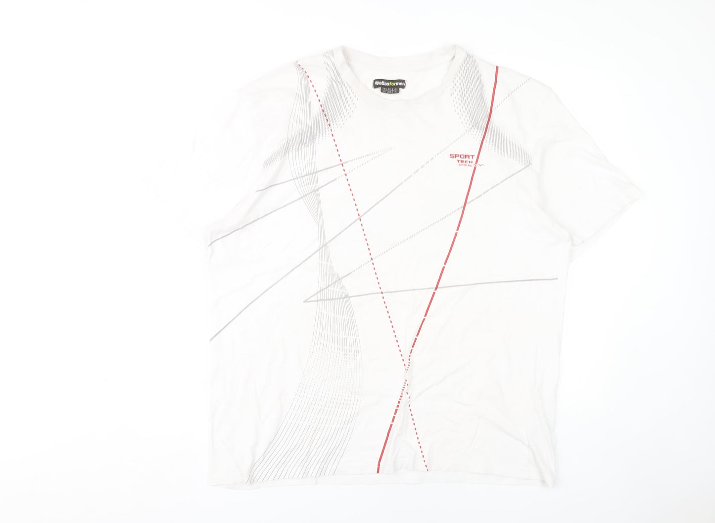 Atlas for Men White Graphic Print XL T-Shirt
