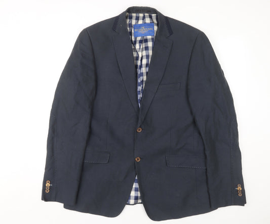 Seven Square Men's Blue Blazer Size UK 40, Notch Lapel