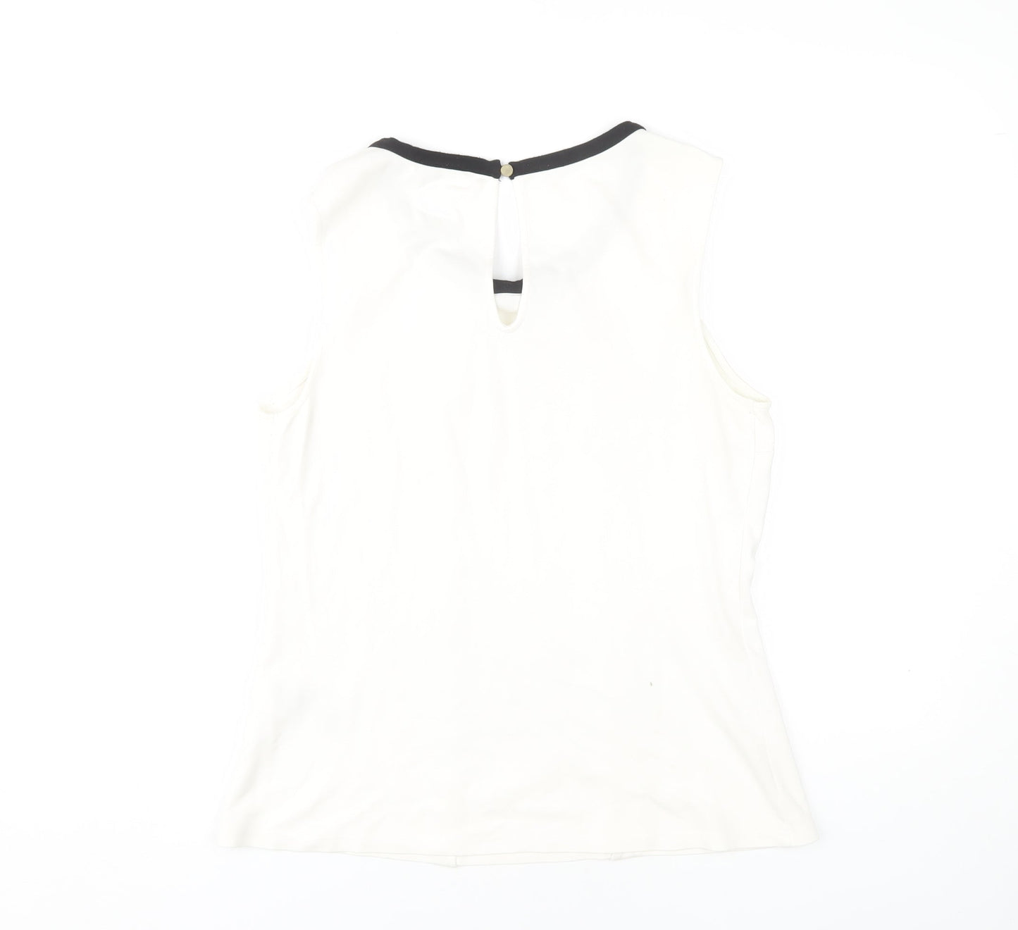 Oasis Women’s White Sleeveless Blouse with Bow Accent