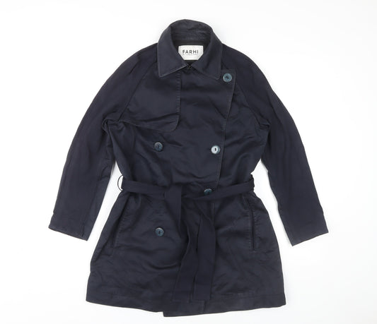 Farhi by Nicole Farhi Women's Blue Trench Coat Size 8