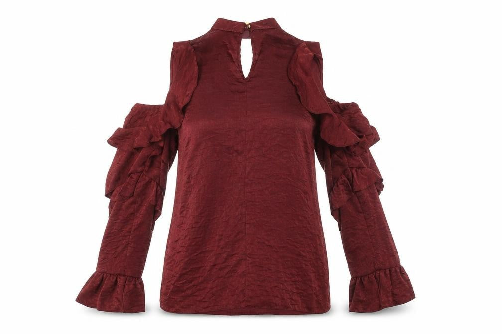 Lipsy Red Ruffle Sleeve Wrap Blouse Size 8